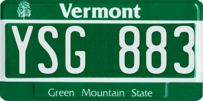 VT license plate YSG883