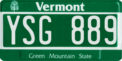 VT license plate YSG889