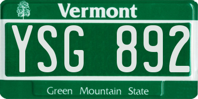 VT license plate YSG892