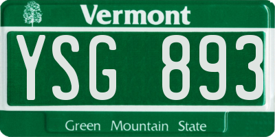 VT license plate YSG893