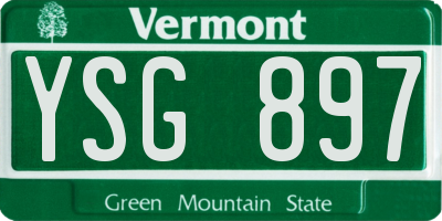 VT license plate YSG897