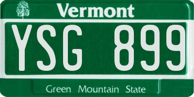 VT license plate YSG899