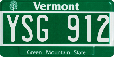 VT license plate YSG912
