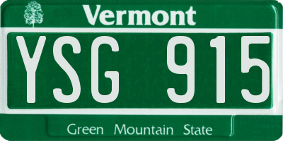 VT license plate YSG915