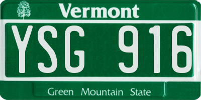 VT license plate YSG916