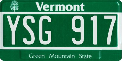 VT license plate YSG917