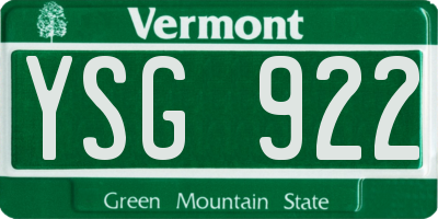 VT license plate YSG922