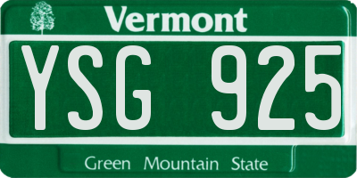 VT license plate YSG925