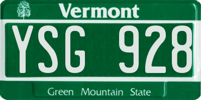 VT license plate YSG928