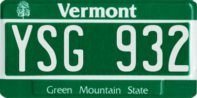 VT license plate YSG932