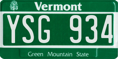 VT license plate YSG934