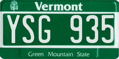 VT license plate YSG935
