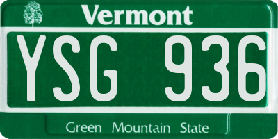 VT license plate YSG936
