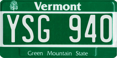 VT license plate YSG940