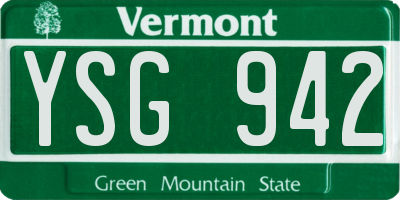 VT license plate YSG942