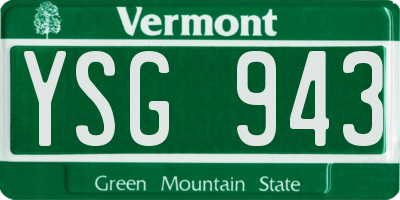 VT license plate YSG943