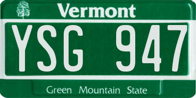 VT license plate YSG947