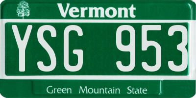 VT license plate YSG953