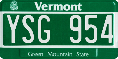 VT license plate YSG954