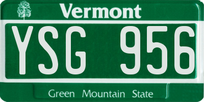 VT license plate YSG956