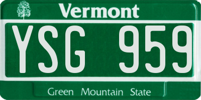 VT license plate YSG959