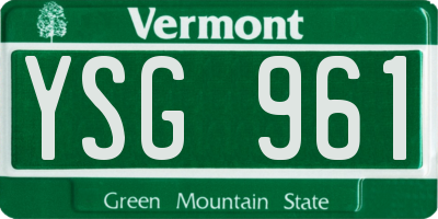 VT license plate YSG961
