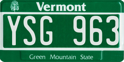 VT license plate YSG963