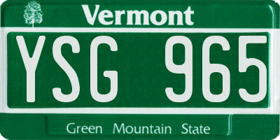 VT license plate YSG965