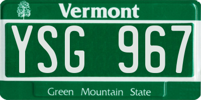 VT license plate YSG967