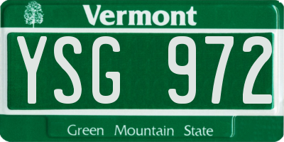 VT license plate YSG972