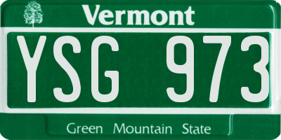VT license plate YSG973