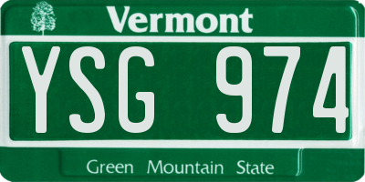 VT license plate YSG974