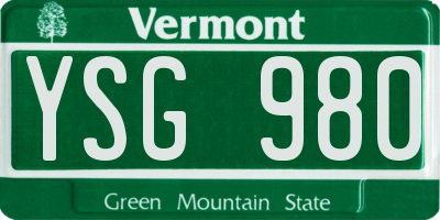 VT license plate YSG980