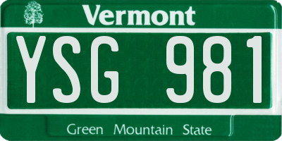 VT license plate YSG981