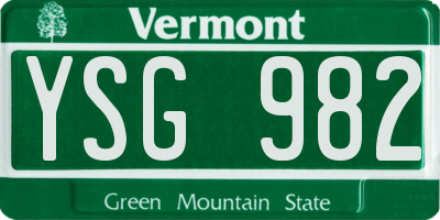 VT license plate YSG982