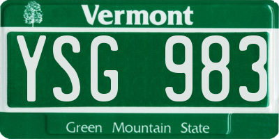 VT license plate YSG983