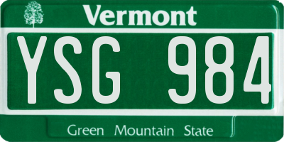 VT license plate YSG984