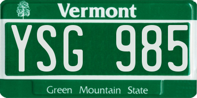 VT license plate YSG985