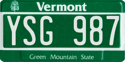 VT license plate YSG987