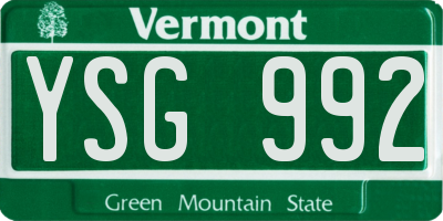 VT license plate YSG992