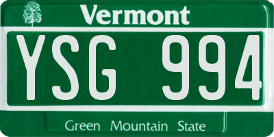 VT license plate YSG994