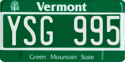 VT license plate YSG995
