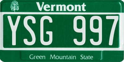 VT license plate YSG997