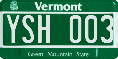 VT license plate YSH003