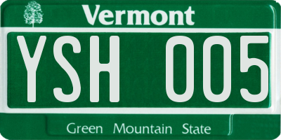 VT license plate YSH005