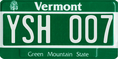 VT license plate YSH007