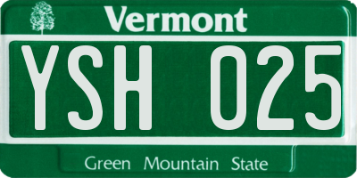 VT license plate YSH025