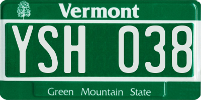 VT license plate YSH038