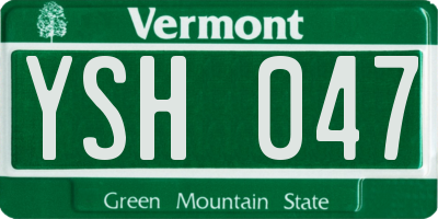 VT license plate YSH047
