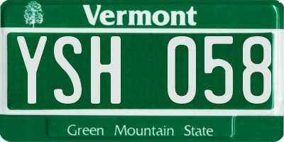 VT license plate YSH058